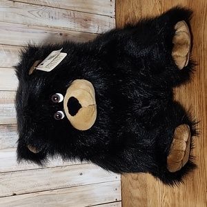 Vintage 1992 A&A Plush Inc Super Fluffy Black Bear Long Realistic Hair